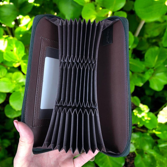 Large GREEN Cotton Road PU Leather CARD Holder