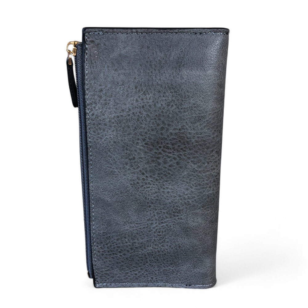 Large GREY Cotton Road PU Leather Wallet with CLIP