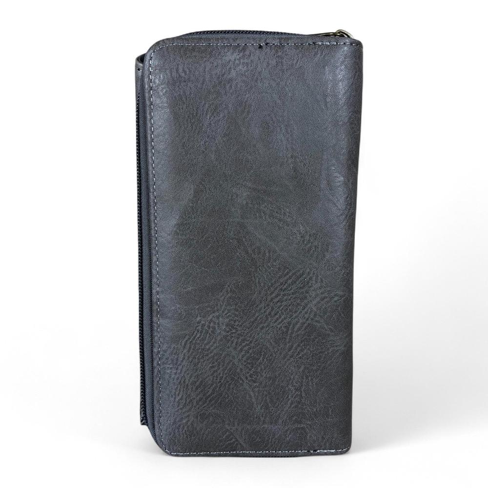 Large GREY PROTEA Tri-Fold Cotton Road PU Leather Wallet