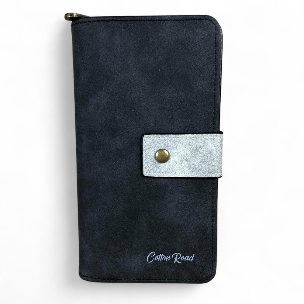 Large GREY PU Leather Cotton Road Wallet