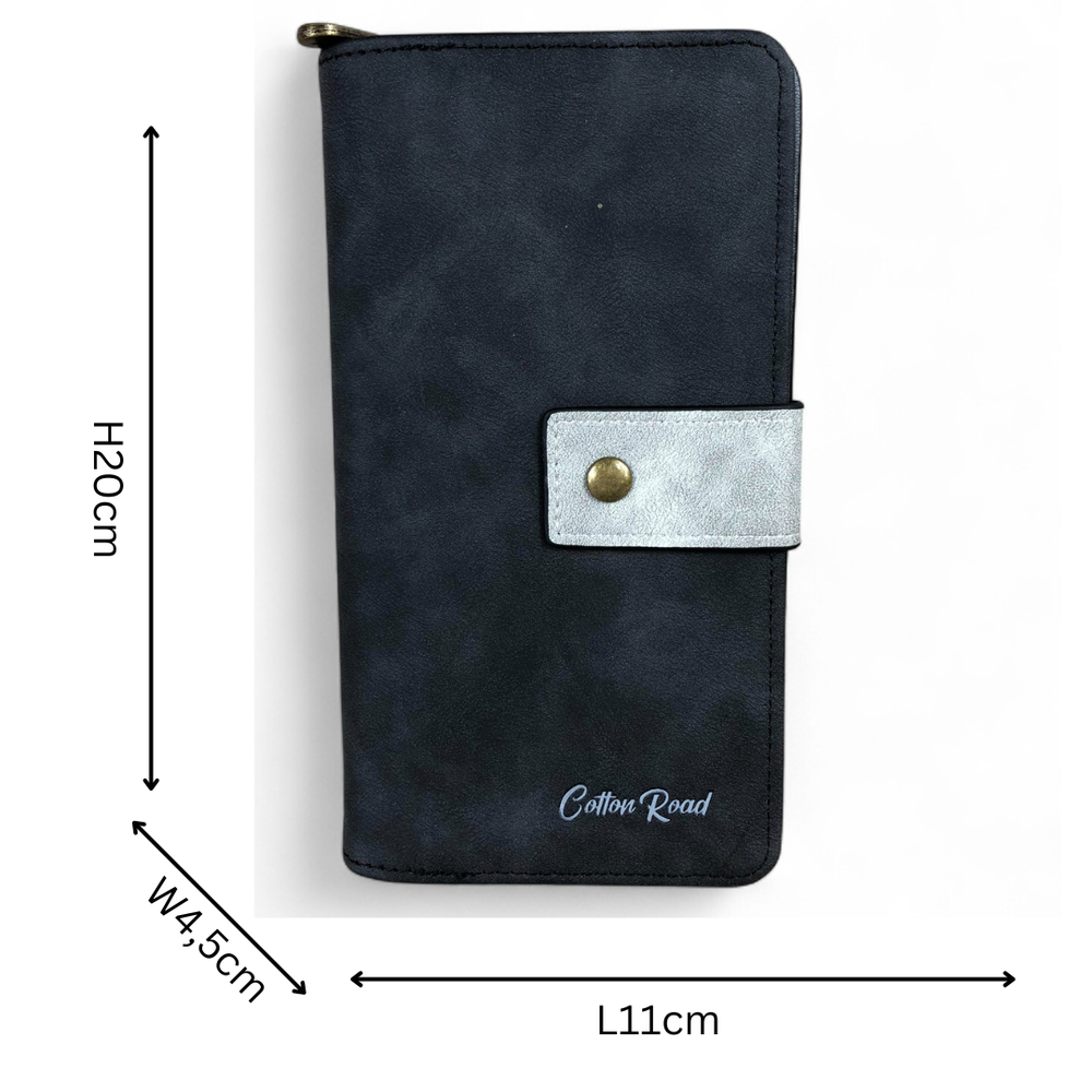 Large GREY PU Leather Cotton Road Wallet