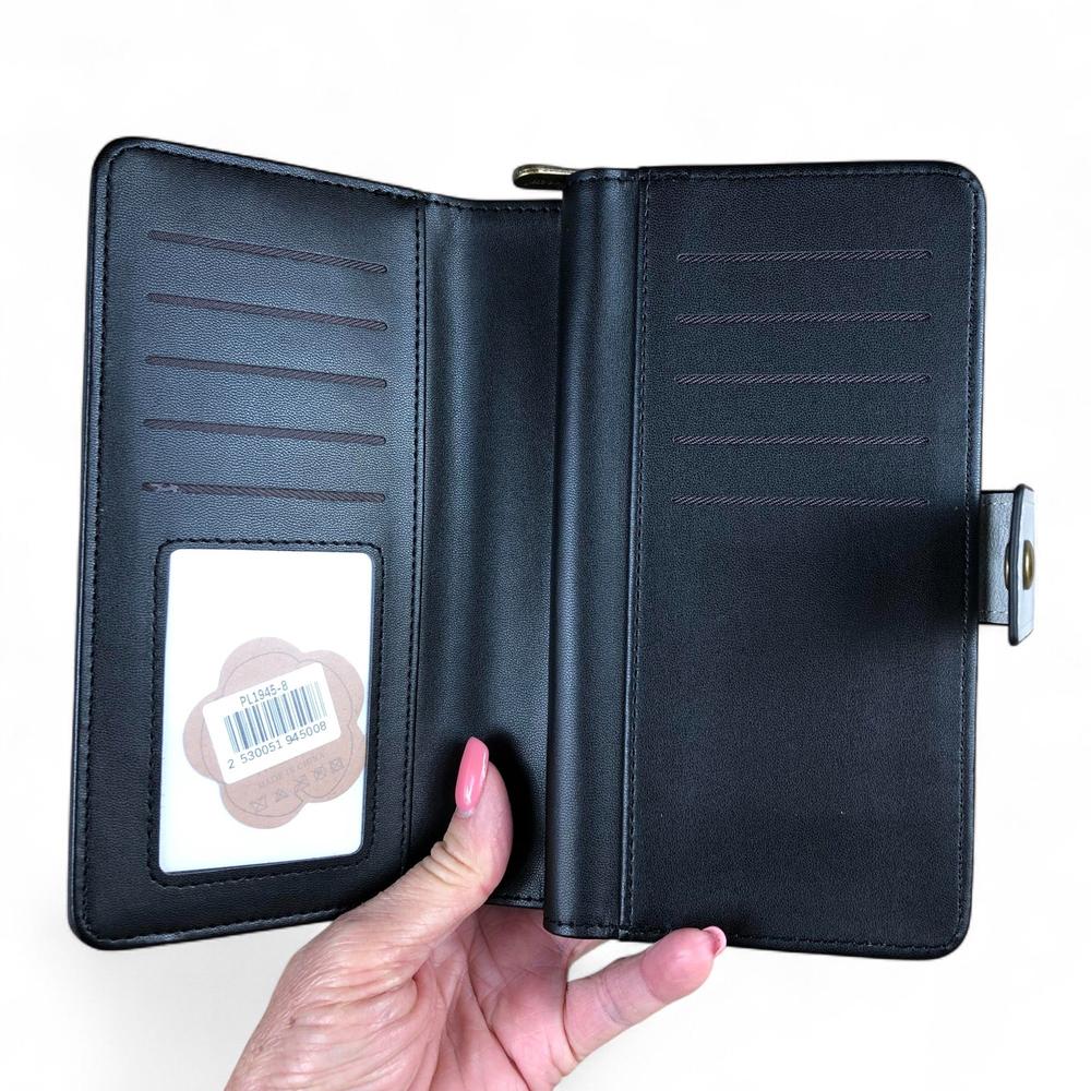 Large GREY PU Leather Cotton Road Wallet