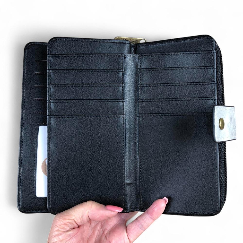 Large GREY PU Leather Cotton Road Wallet