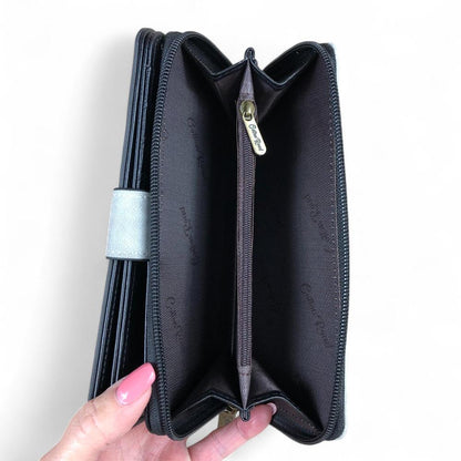 Large GREY PU Leather Cotton Road Wallet