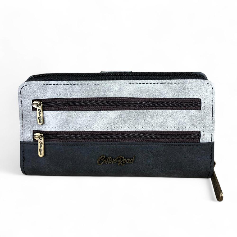 Large GREY PU Leather Cotton Road Wallet