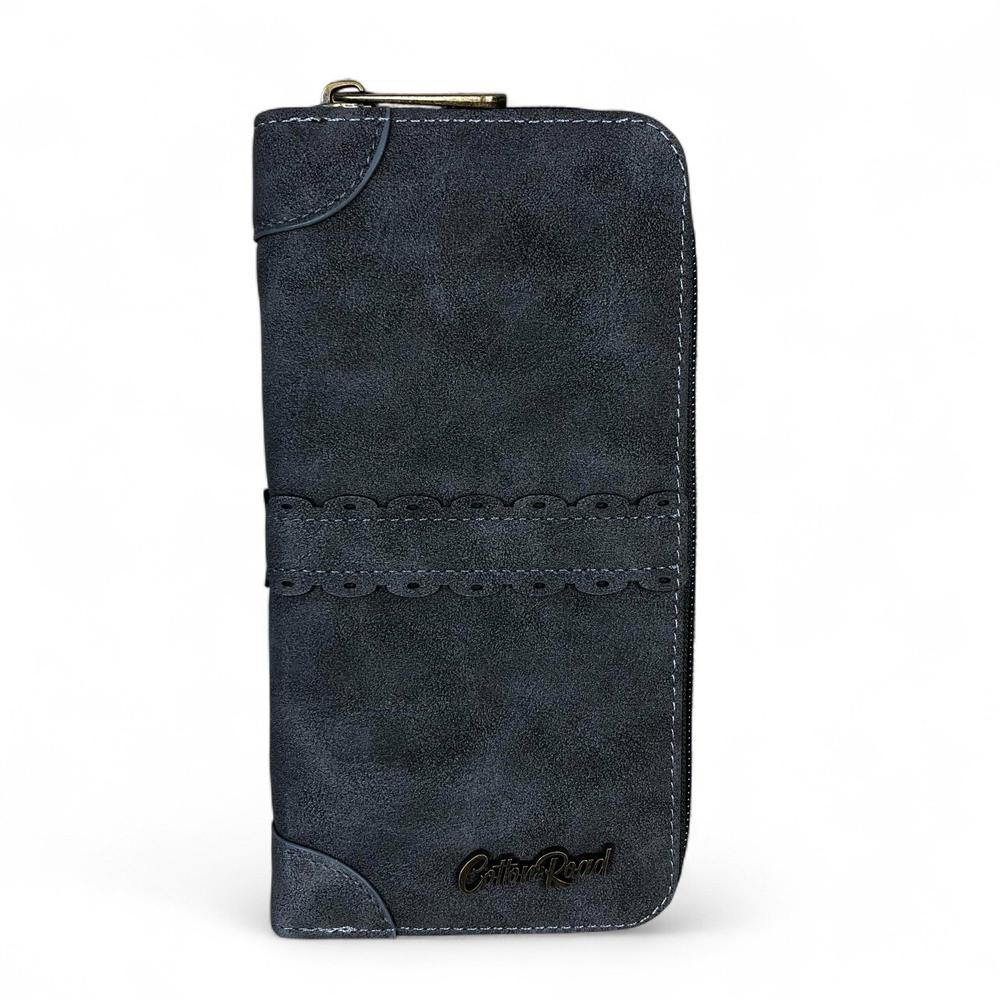 Large GREY PU Leather Cotton Road Wallet with TRIM