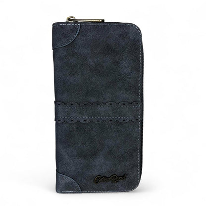 Large GREY PU Leather Cotton Road Wallet with TRIM