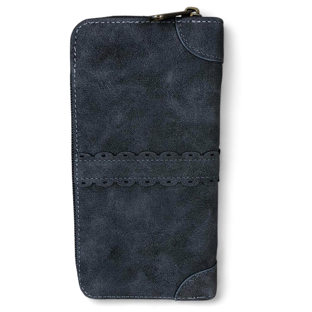 Large GREY PU Leather Cotton Road Wallet with TRIM
