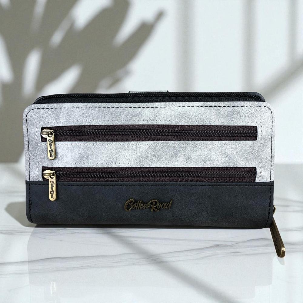 Large GREY PU Leather Cotton Road Wallet