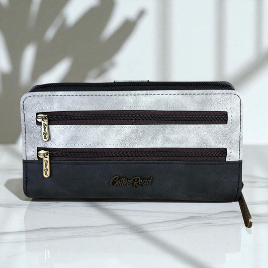 Large GREY PU Leather Cotton Road Wallet