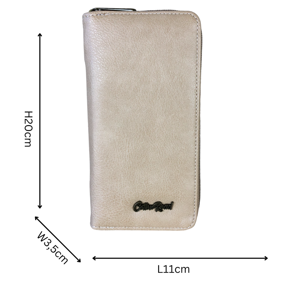 Large KHAKI Cotton Road PU Leather CARD Holder