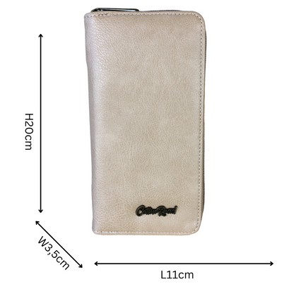 Large KHAKI Cotton Road PU Leather CARD Holder