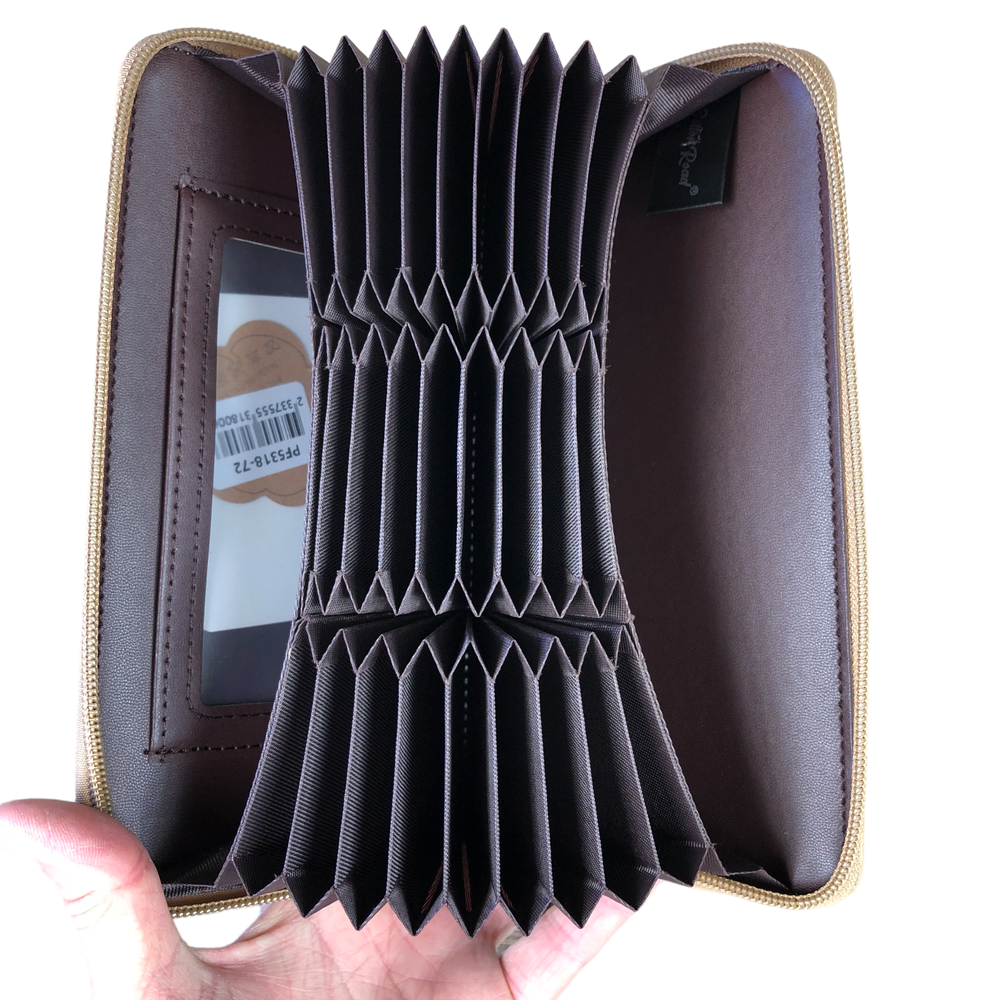 Large KHAKI Cotton Road PU Leather CARD Holder