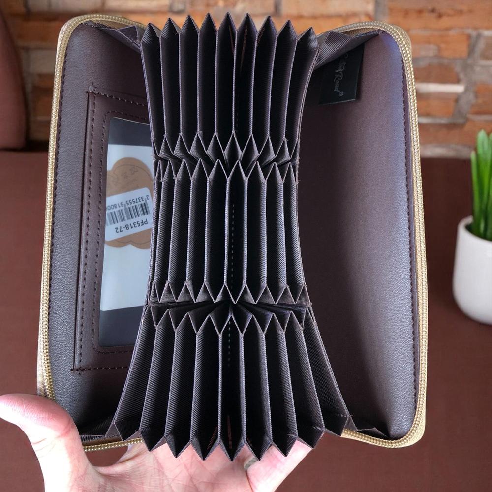 Large KHAKI Cotton Road PU Leather CARD Holder