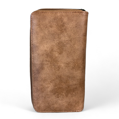 Large KHAKI Cotton Road PU Leather Wallet with WINDMILL