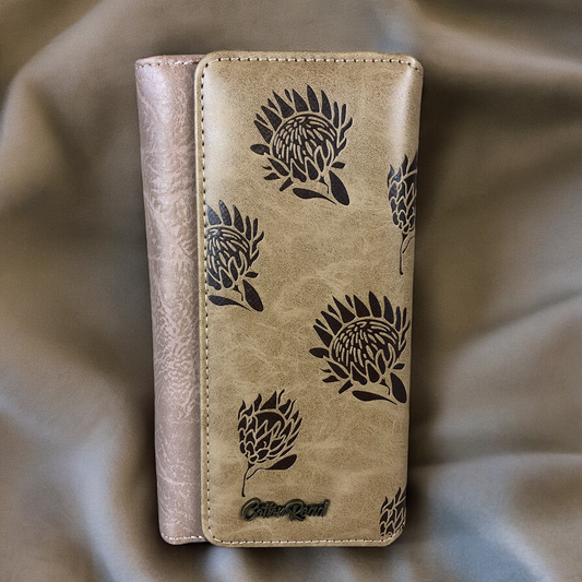 Large KHAKI PROTEA Tri-Fold Cotton Road PU Leather Wallet
