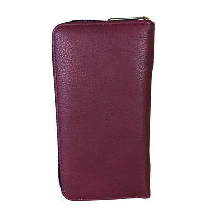 Large MAROON Cotton Road PU Leather CARD Holder