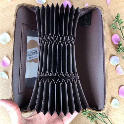 Cotton Road Maroon PU Leather Card Holder with zip-around closure and 27 card slots for organized storage