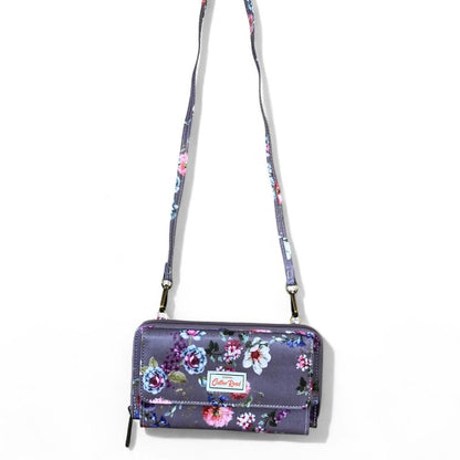 Large MAUVE FLORAL Cotton Road PVC Cellphone Sling Wallet