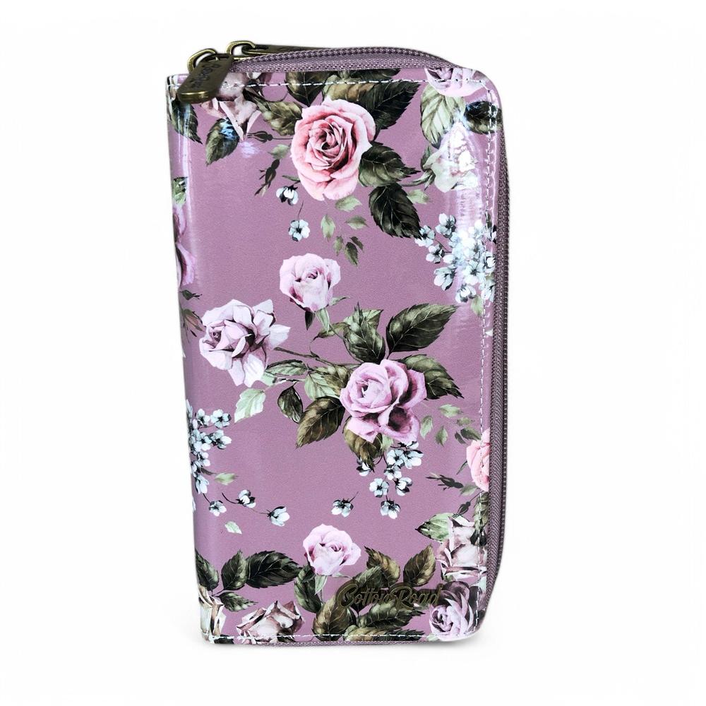 Large MAUVE FLORAL PVC Cotton Road Wallet