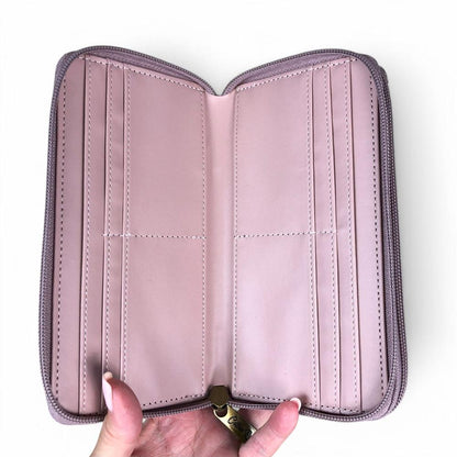 Large MAUVE FLORAL PVC Cotton Road Wallet card fold