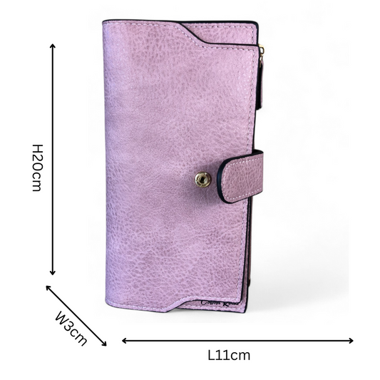 Large PINK Cotton Road PU Leather Wallet with CLIP