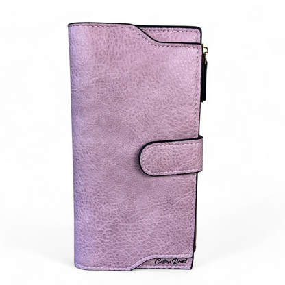 Large PINK Cotton Road PU Leather Wallet with CLIP