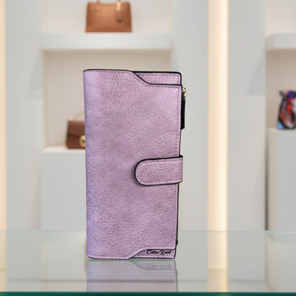 Cotton Road Wallet: Large PInk PU Leather Wallet with CLIP
