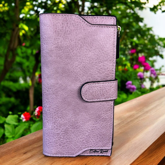Large PINK Cotton Road PU Leather Wallet with CLIP