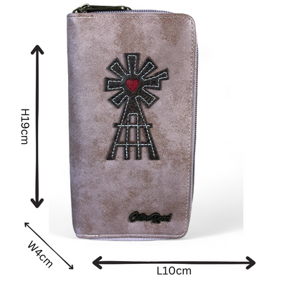 Large PINK Cotton Road PU Leather Wallet with WINDMILL
