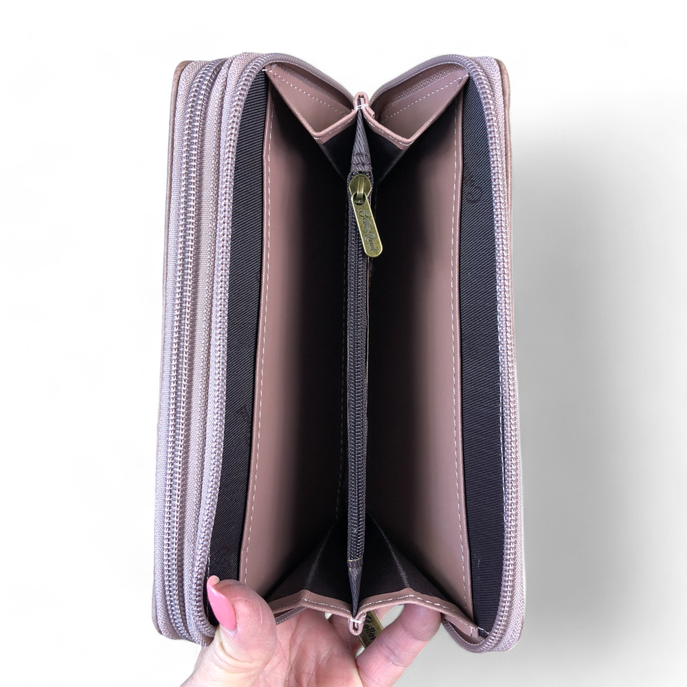 Large PINK Cotton Road PU Leather Wallet with WINDMILL