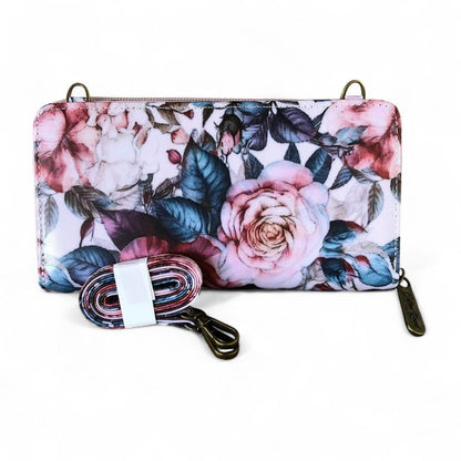 Large PINK FLORAL Cotton Road PVC Cellphone Sling Wallet