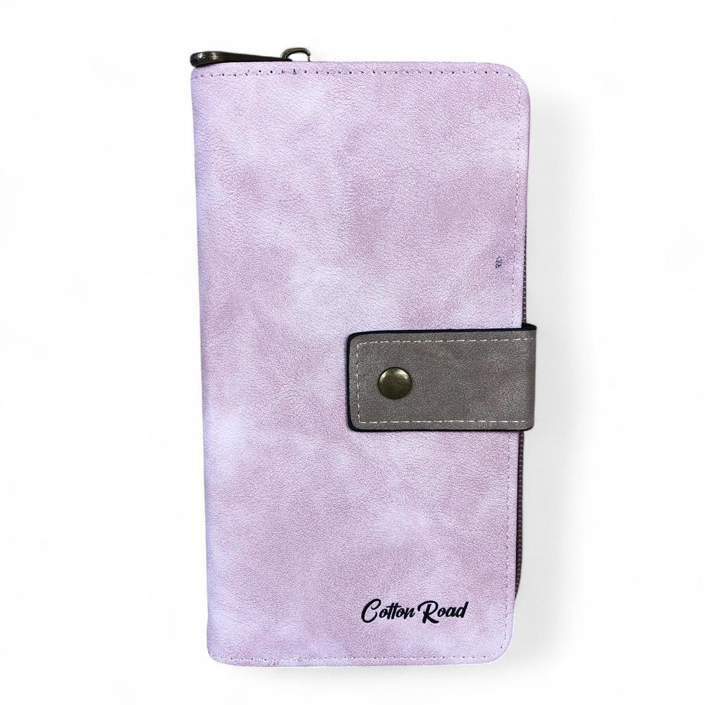 Large PINK / KHAKI PU Leather Cotton Road Wallet