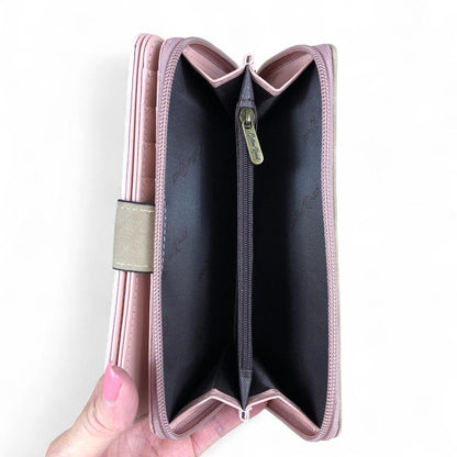 Large PINK / KHAKI PU Leather Cotton Road Wallet