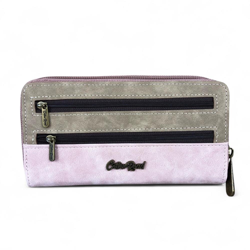 Large PINK / KHAKI PU Leather Cotton Road Wallet
