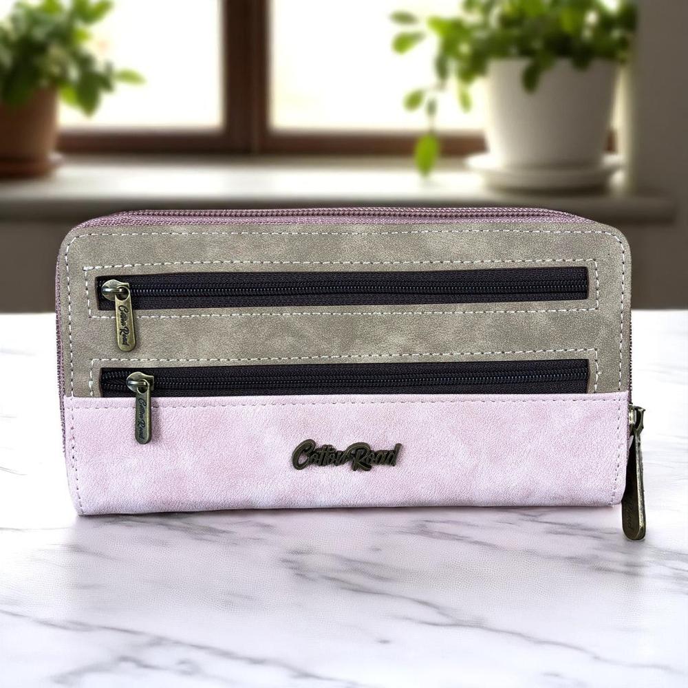 Large PINK / KHAKI PU Leather Cotton Road Wallet