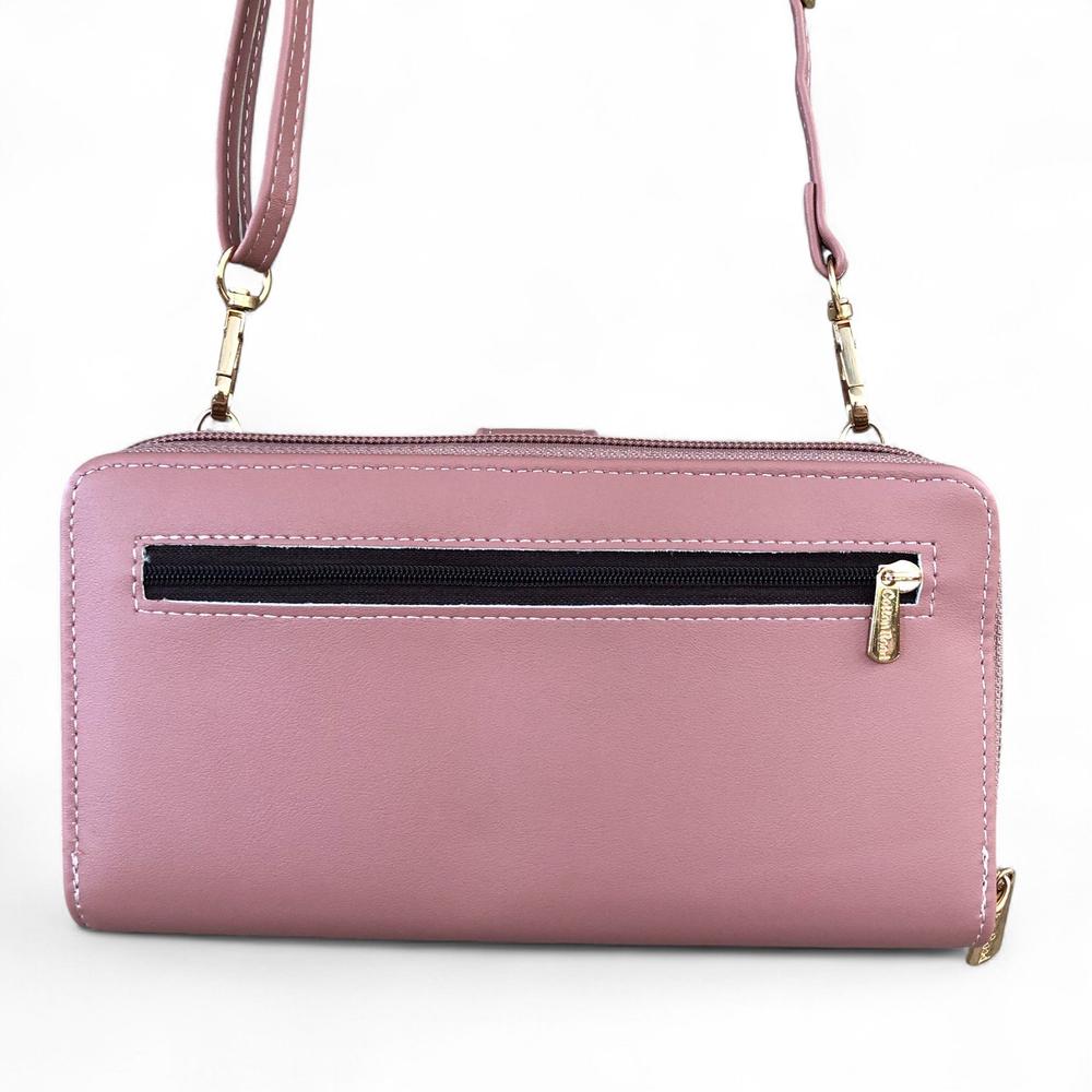 Large PINK PU Leather Cotton Road Cellphone Sling Wallet with PATTERNED Pocket