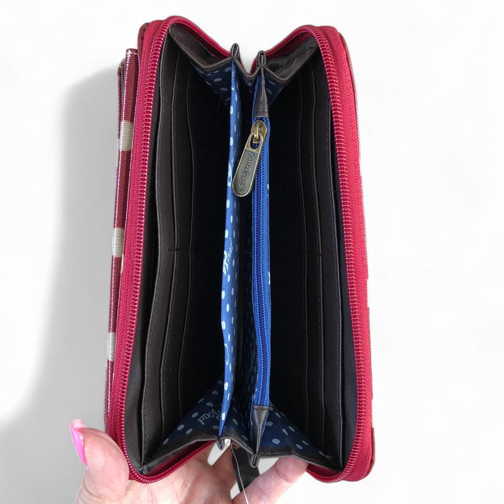 Large RED Cotton Road PVC Cellphone Sling Wallet with DOTS