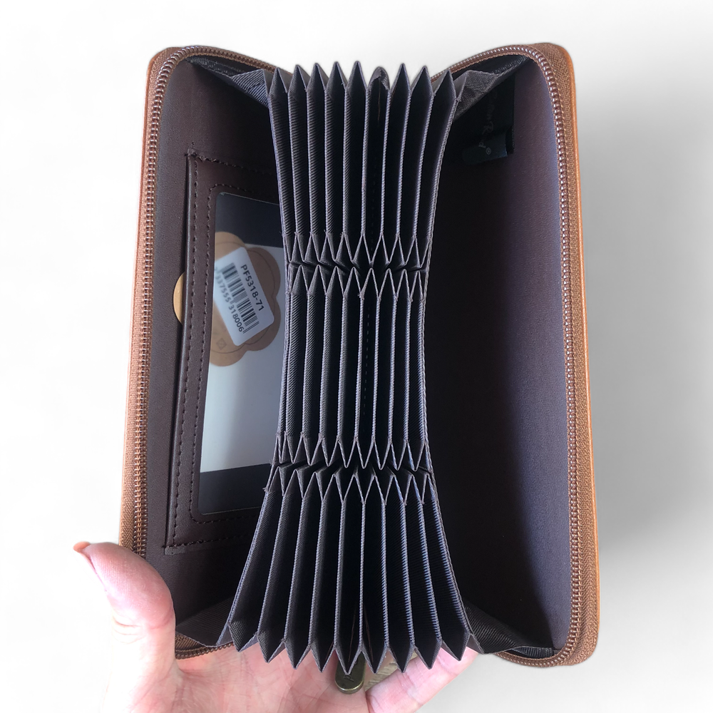 Large TAN BROWN Cotton Road PU Leather CARD Holder