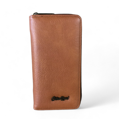 Large TAN BROWN Cotton Road PU Leather CARD Holder