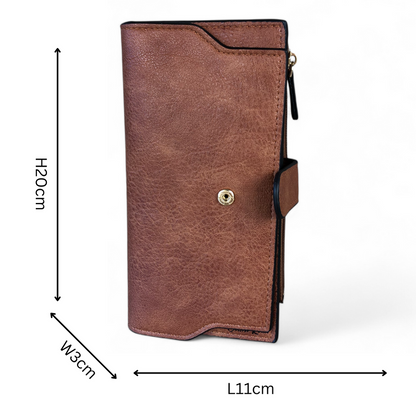 Large TAN Cotton Road PU Leather Wallet with CLIP