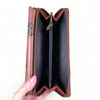 Large TAN PROTEA Tri-Fold Cotton Road PU Leather Wallet
