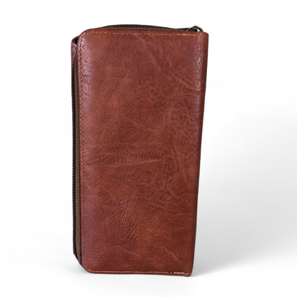 Large TAN PROTEA Tri-Fold Cotton Road PU Leather Wallet