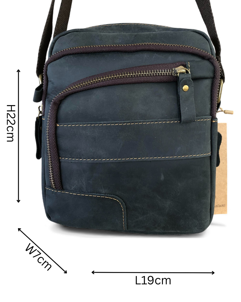 Leather Sling Bag: BLACK Unisex VIVACE genuine leather Sling Bag