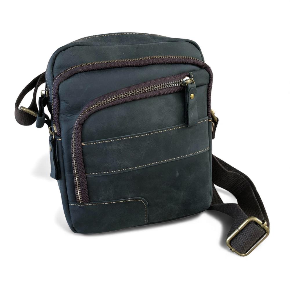 Leather Sling Bag: BLACK Unisex VIVACE genuine leather Sling Bag