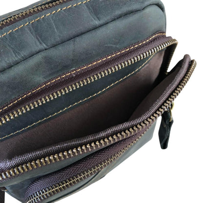 Leather Sling Bag: BLACK Unisex VIVACE genuine leather Sling Bag