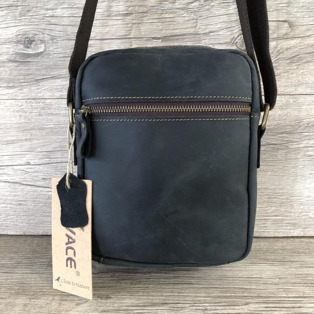 Leather Sling Bag: BLACK Unisex VIVACE genuine leather Sling Bag