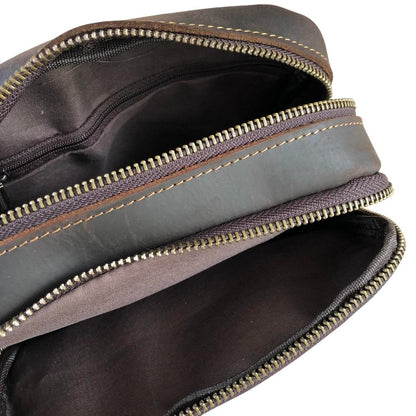 Leather Sling Bag: BROWN Unisex VIVACE genuine leather Sling Bag