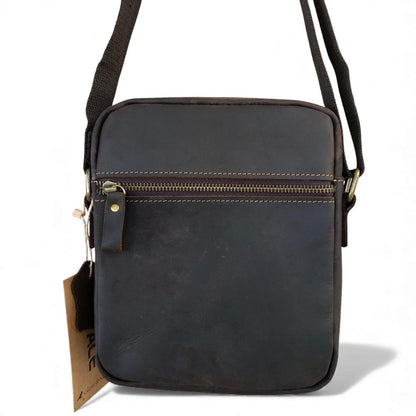 Leather Sling Bag: BROWN Unisex VIVACE genuine leather Sling Bag