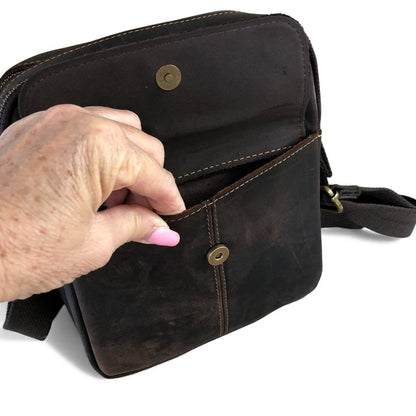 Leather Sling Bag: BROWN Unisex VIVACE genuine leather Sling Bag